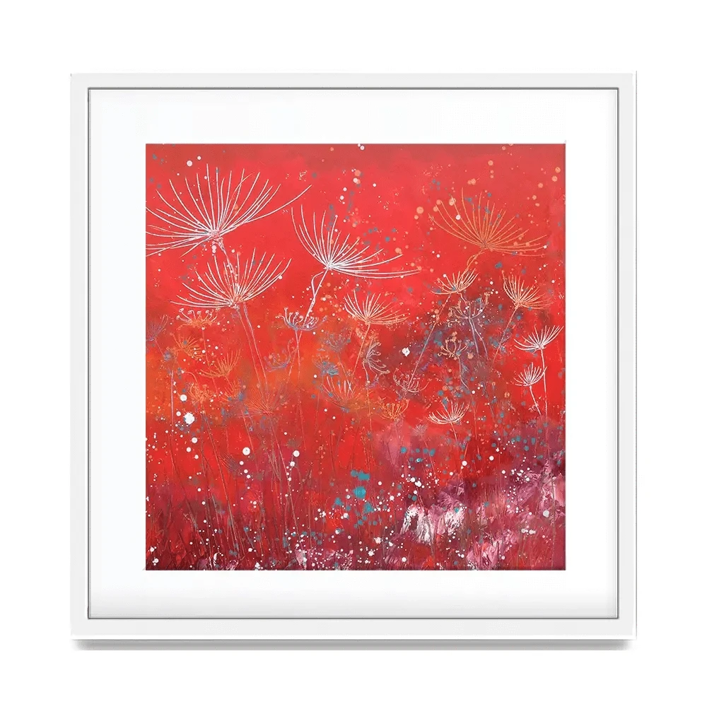 Red Dandelion Dance Square Framed Art Print Red Dandelion Dance Square Framed Art Print wall art product Laure Bury