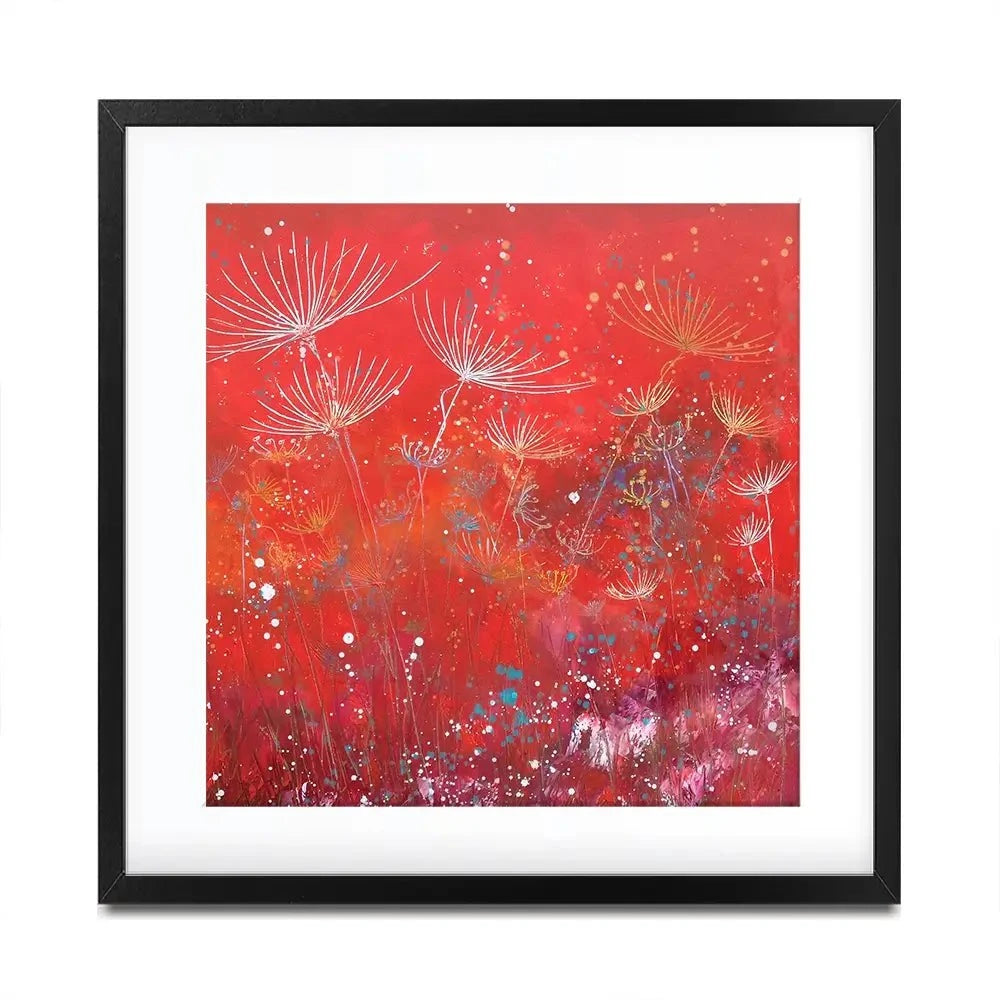 Red Dandelion Dance Square Framed Art Print Red Dandelion Dance Square Framed Art Print wall art product Laure Bury