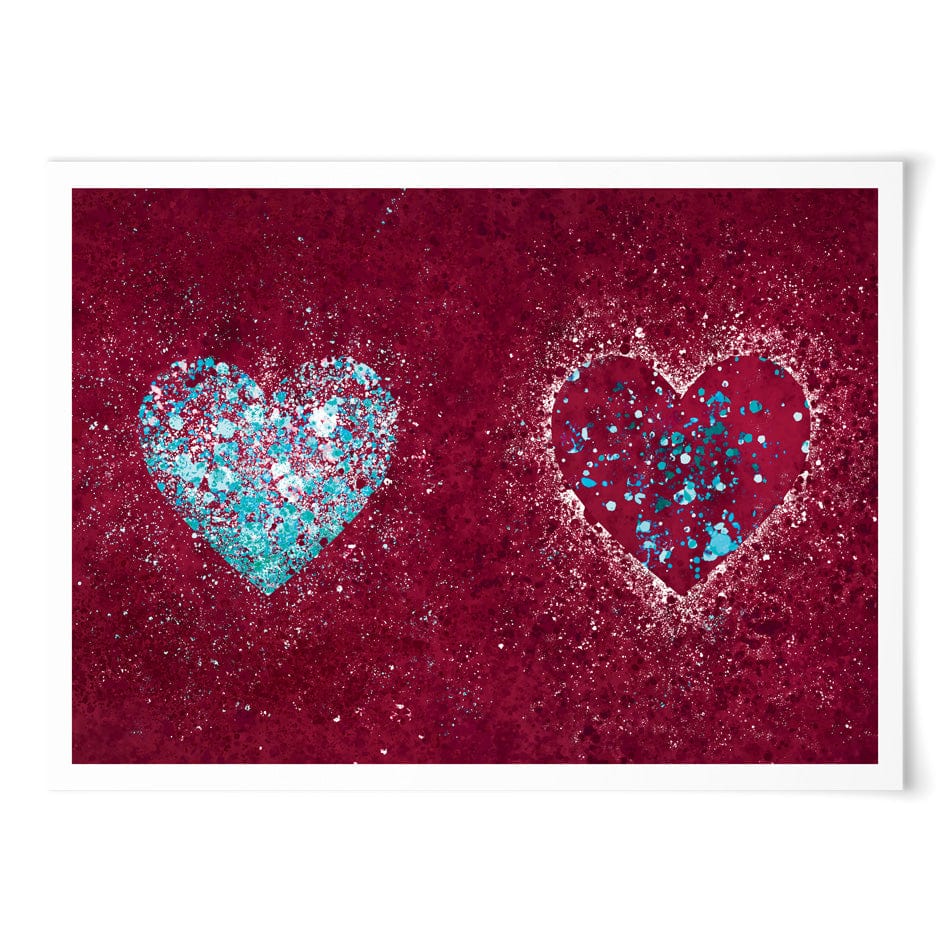 Red Hearts Splatter Art Print wall art product / Shutterstock