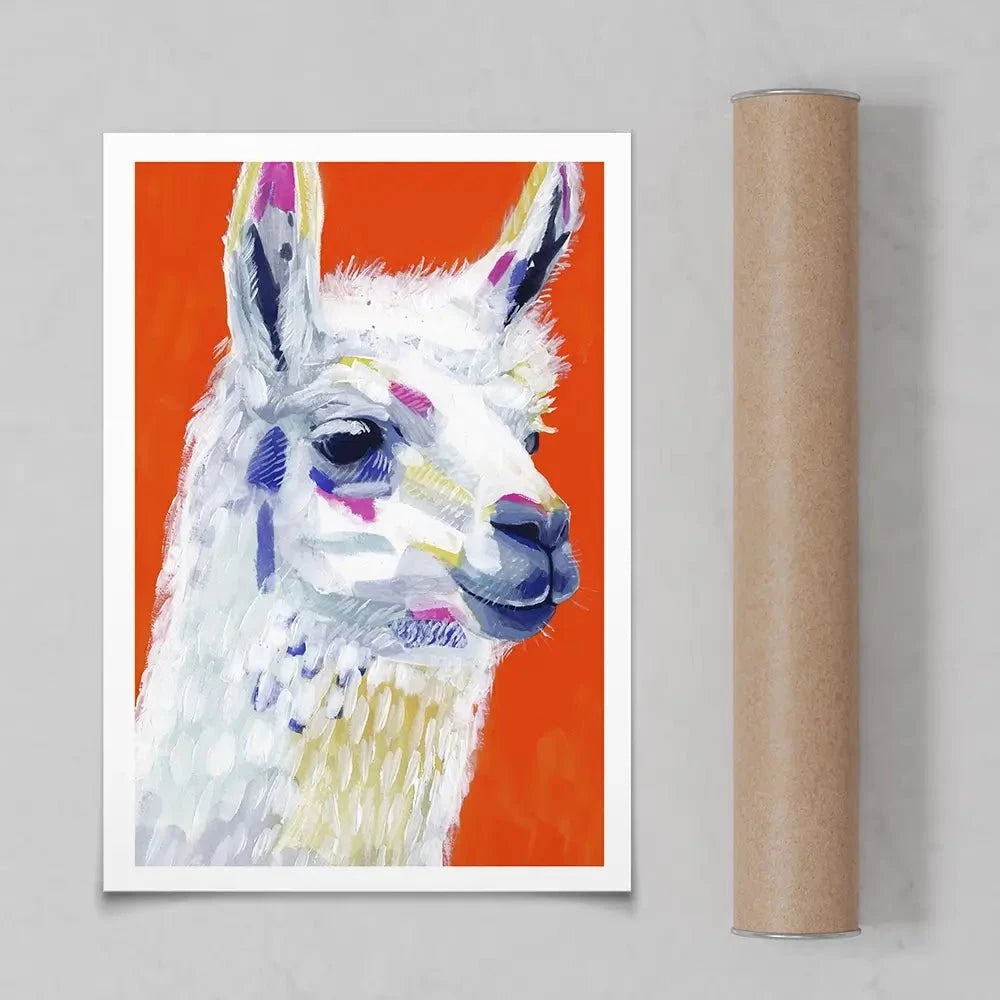 Red Llama Party Art Print Red Llama Party Art Print wall art product Victoria Borges