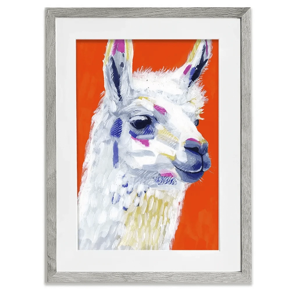 Red Llama Party Framed Art Print Red Llama Party Framed Art Print wall art product Victoria Borges