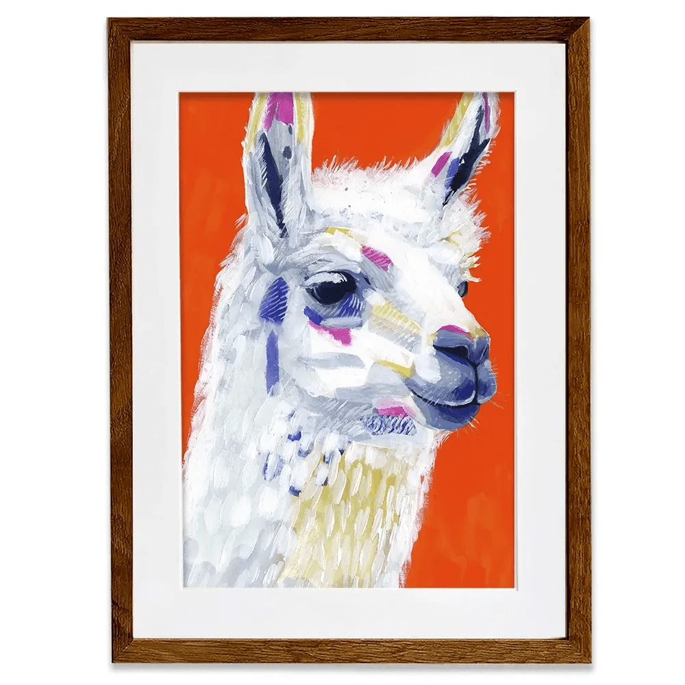 Red Llama Party Framed Art Print Red Llama Party Framed Art Print wall art product Victoria Borges
