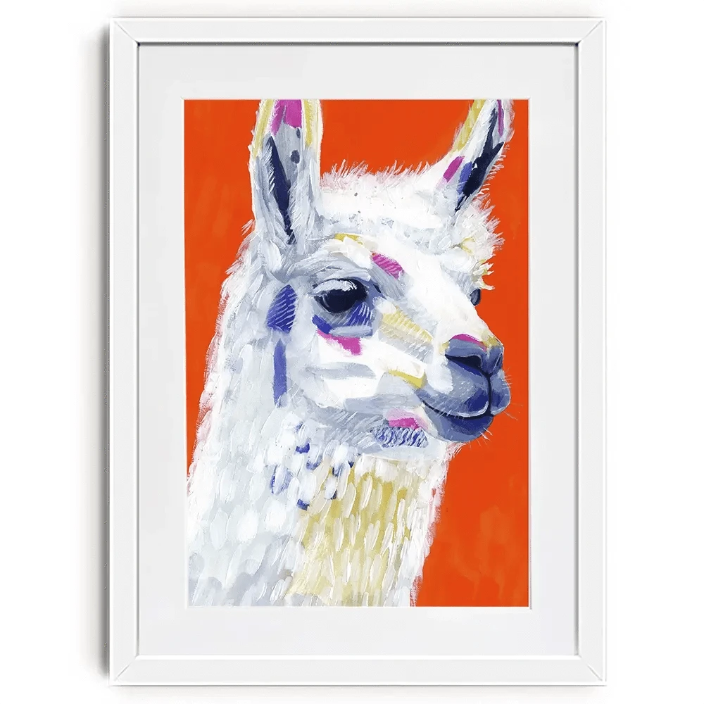 Red Llama Party Framed Art Print Red Llama Party Framed Art Print wall art product Victoria Borges