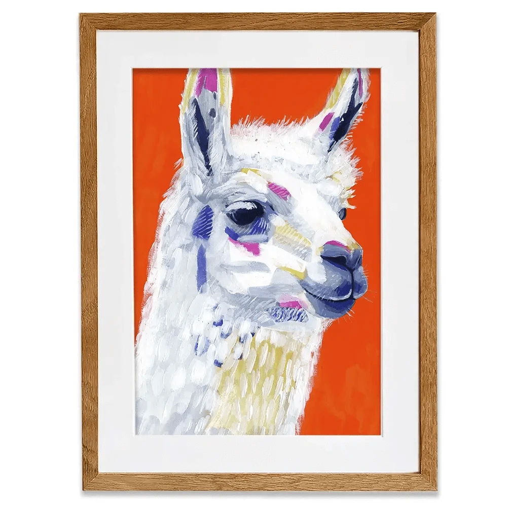 Red Llama Party Framed Art Print Red Llama Party Framed Art Print wall art product Victoria Borges