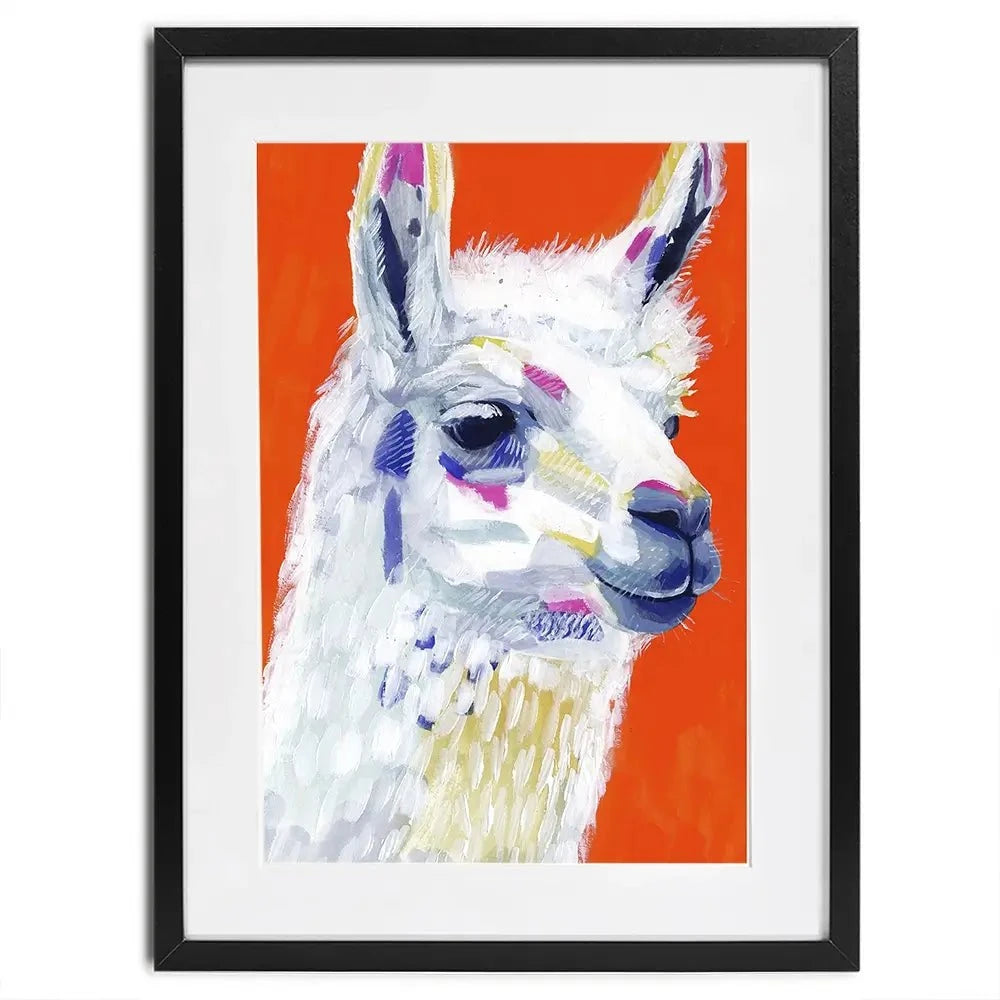 Red Llama Party Framed Art Print Red Llama Party Framed Art Print wall art product Victoria Borges