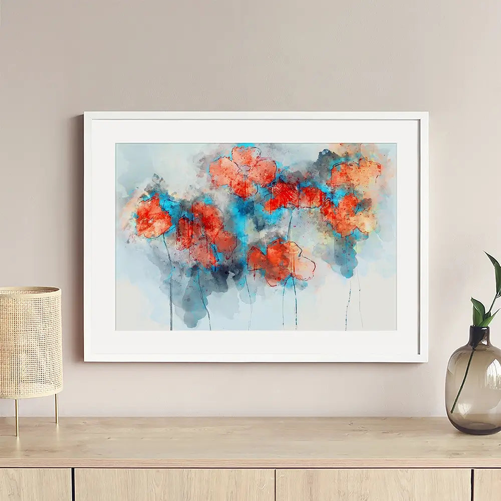 Red Poppy Splash Framed Art Print Red Poppy Splash Framed Art Print wall art product Nithid / Shutterstock