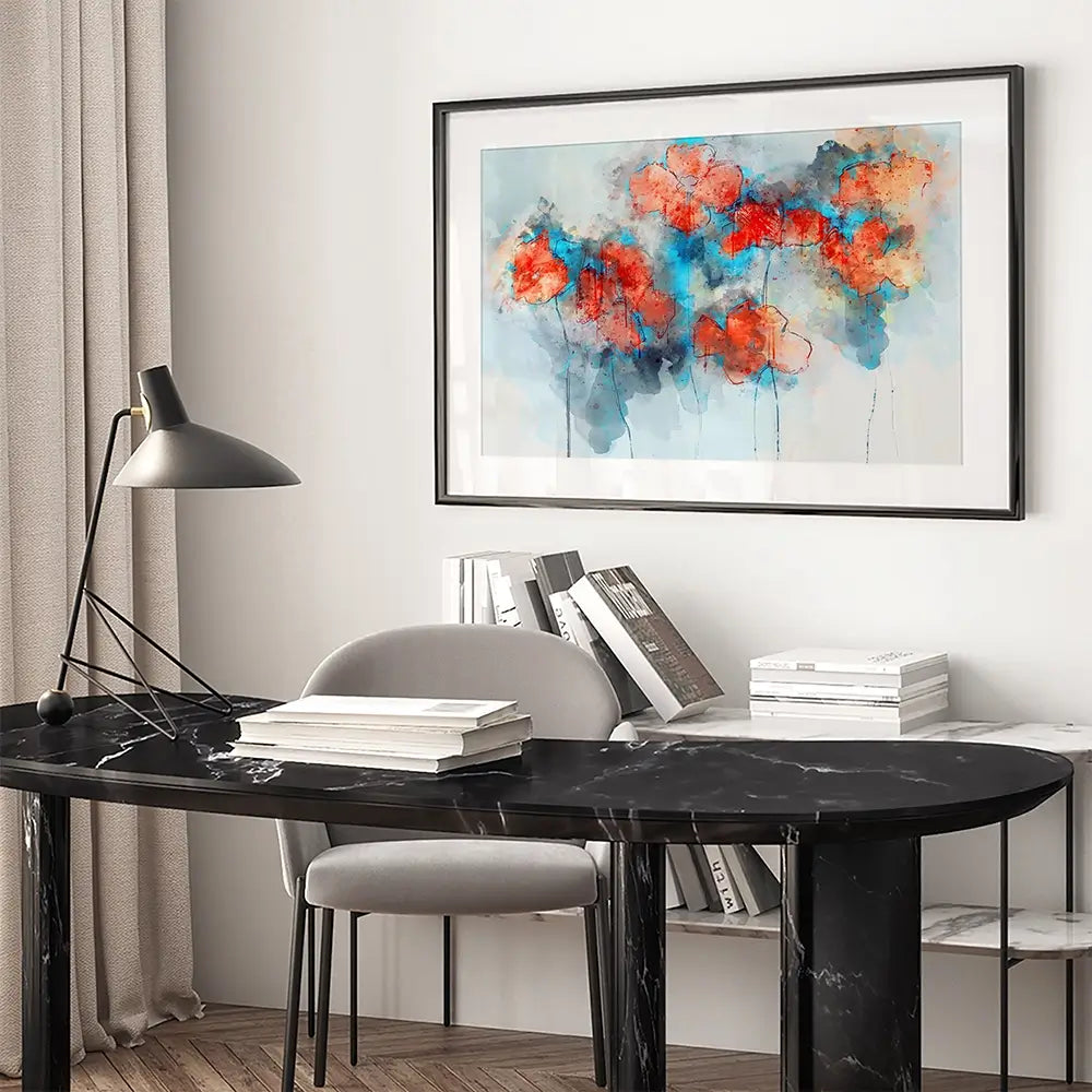 Red Poppy Splash Framed Art Print Red Poppy Splash Framed Art Print wall art product Nithid / Shutterstock