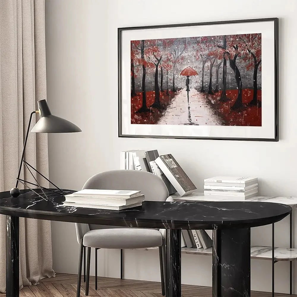 Red Rainy Day Framed Art Print Red Rainy Day Framed Art Print wall art product Tanya Stone / Shutterstock