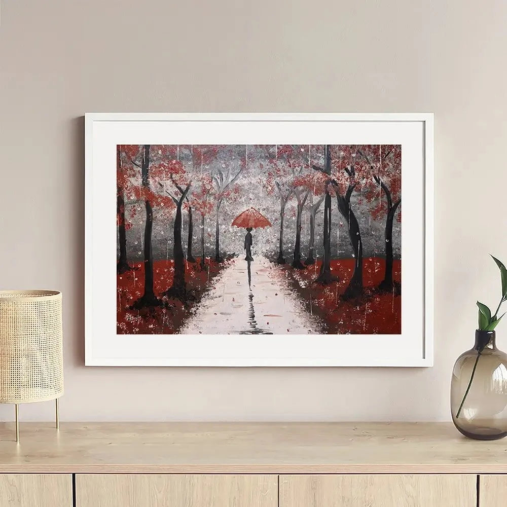 Red Rainy Day Framed Art Print Red Rainy Day Framed Art Print wall art product Tanya Stone / Shutterstock