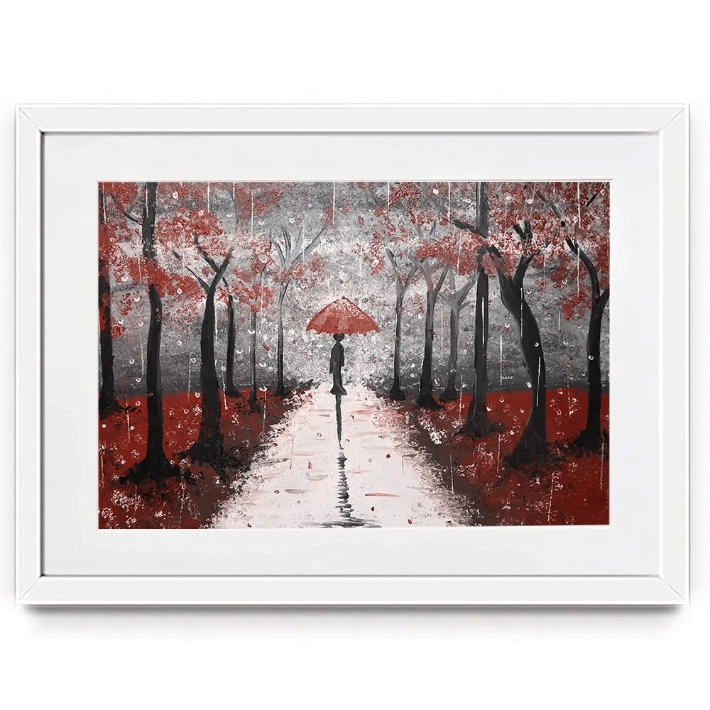 Red Rainy Day Framed Art Print Red Rainy Day Framed Art Print wall art product Tanya Stone / Shutterstock