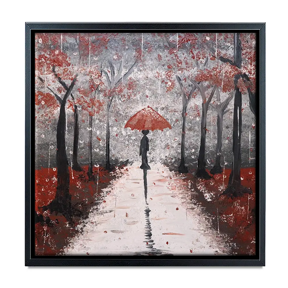 Red Rainy Day Square Canvas Print Red Rainy Day Square Canvas Print wall art product Tanya Stone / Shutterstock