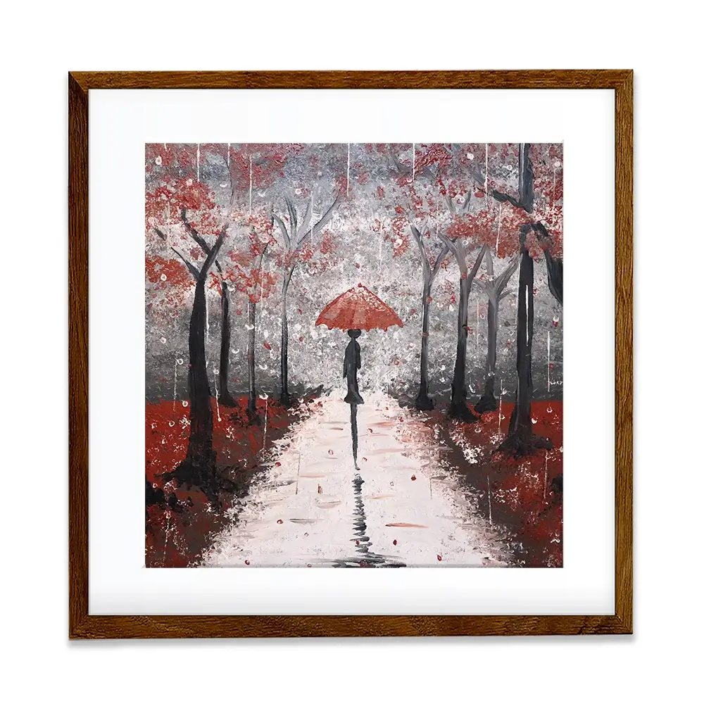 Red Rainy Day Square Framed Art Print Red Rainy Day Square Framed Art Print wall art product Tanya Stone / Shutterstock