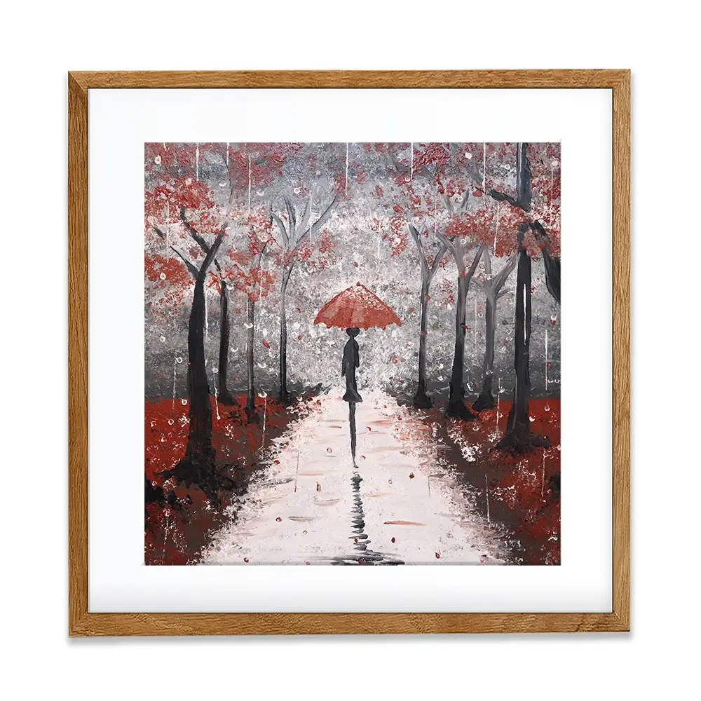 Red Rainy Day Square Framed Art Print Red Rainy Day Square Framed Art Print wall art product Tanya Stone / Shutterstock