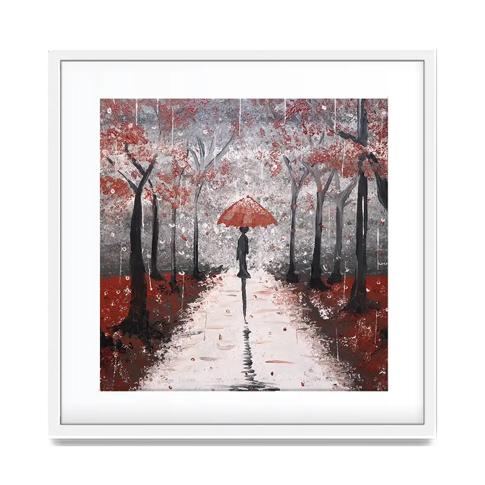 Red Rainy Day Square Framed Art Print Red Rainy Day Square Framed Art Print wall art product Tanya Stone / Shutterstock