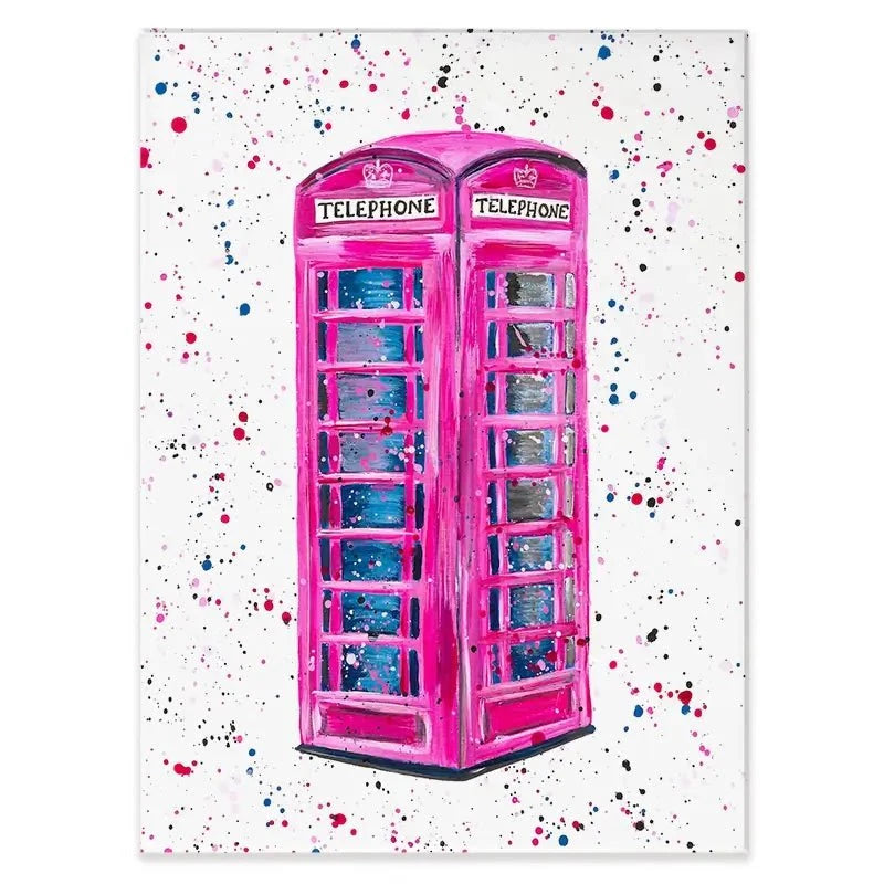 Retro Pink Telephone Box Canvas Print Retro Pink Telephone Box Canvas Print wall art product Emma LC Art