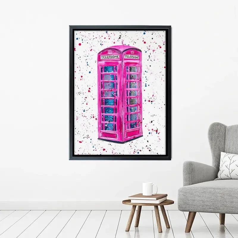 Retro Pink Telephone Box Canvas Print Retro Pink Telephone Box Canvas Print wall art product Emma LC Art