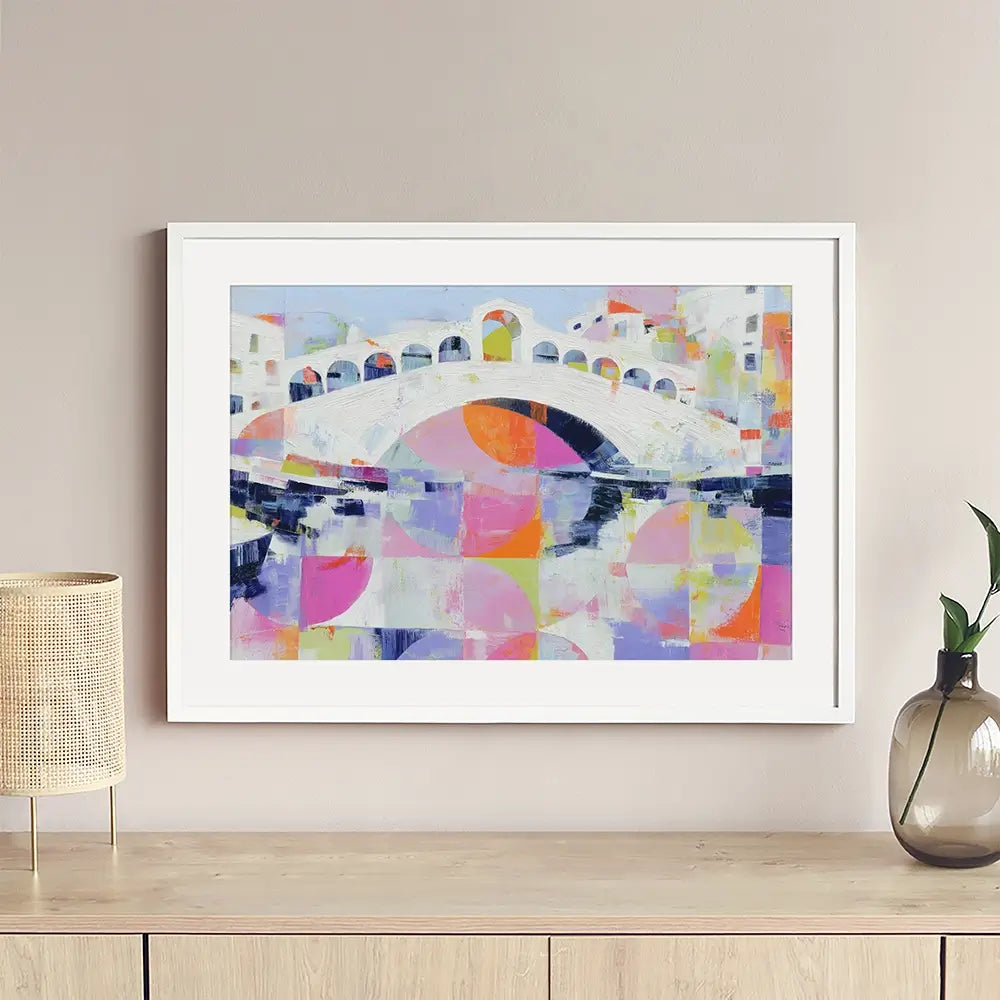 Rialto Bridge In Abstract Framed Art Print Rialto Bridge In Abstract Framed Art Print wall art product Chromatic Storm Studio