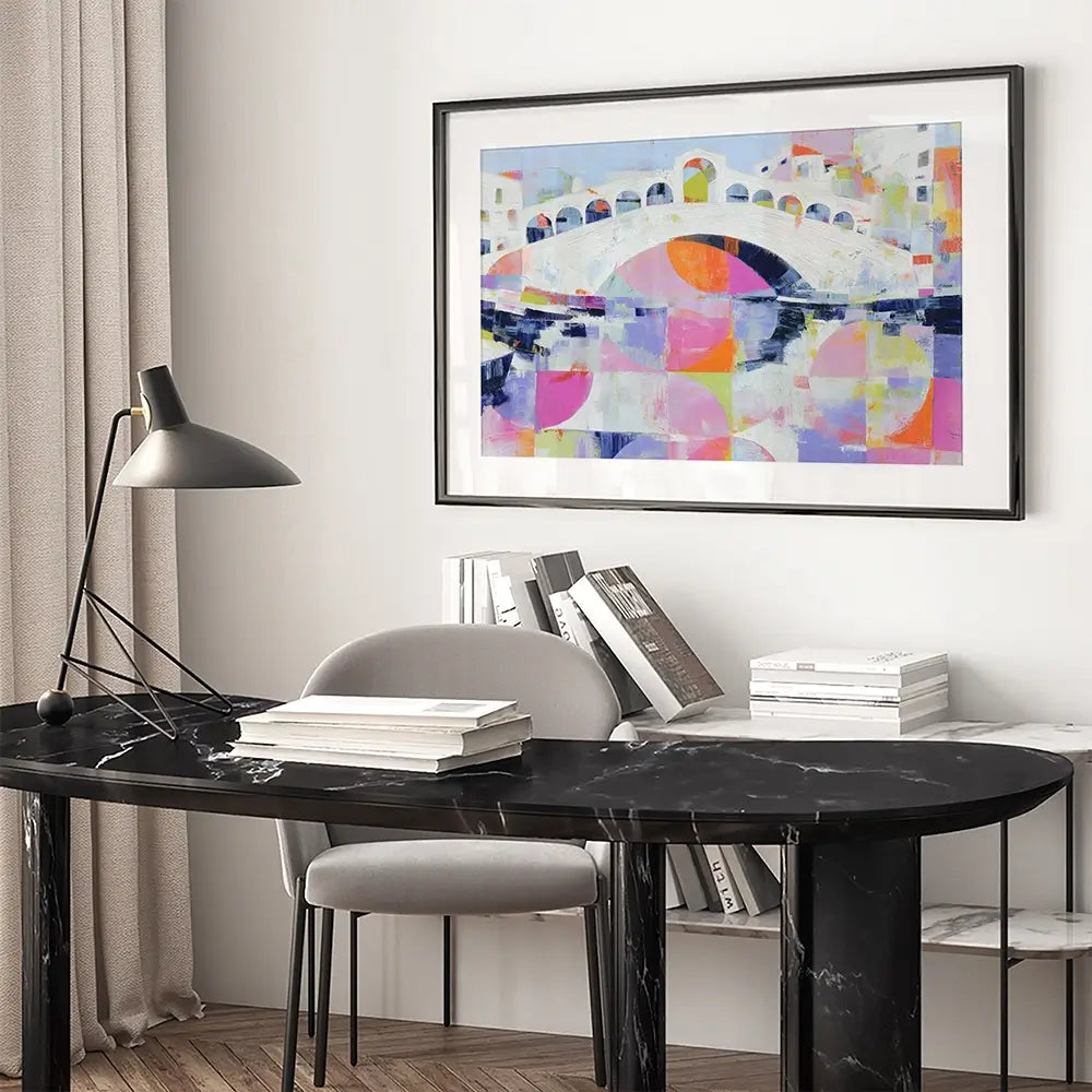 Rialto Bridge In Abstract Framed Art Print Rialto Bridge In Abstract Framed Art Print wall art product Chromatic Storm Studio