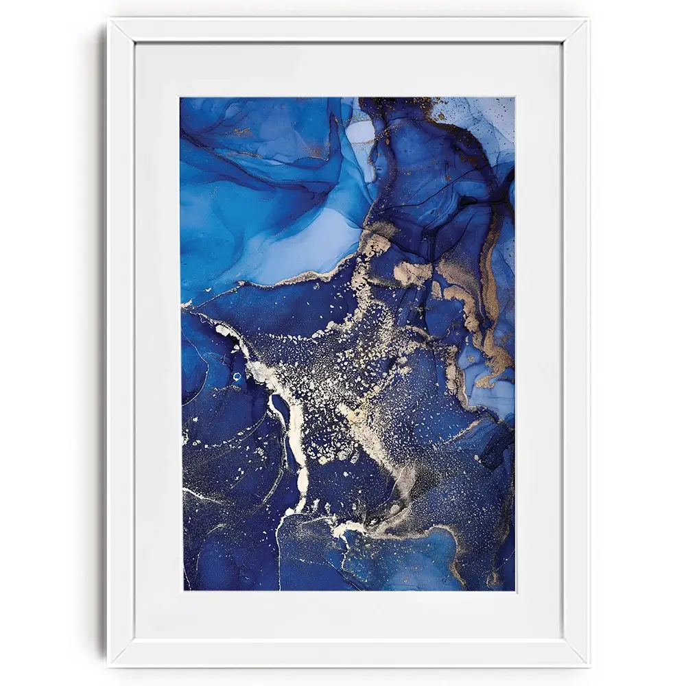 Rich Blue Marble Framed Art Print Rich Blue Marble Framed Art Print wall art product Stepova Oksana / Shutterstock