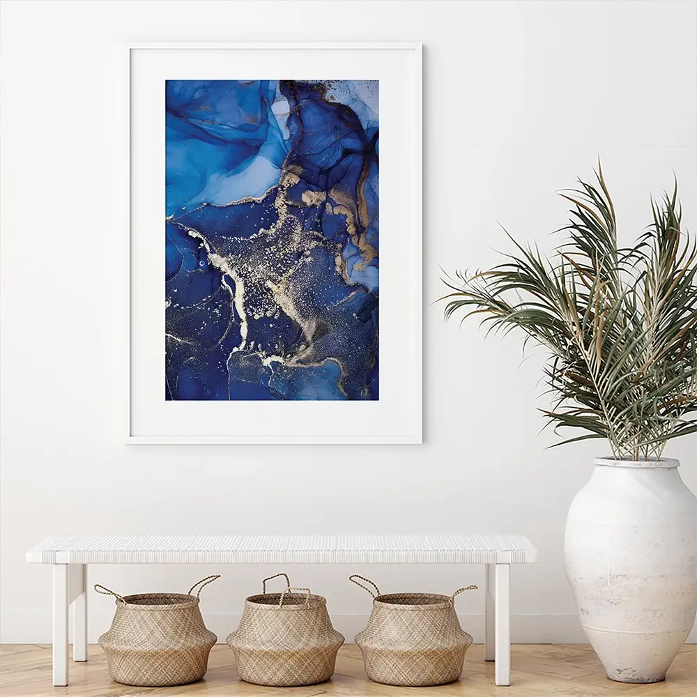 Rich Blue Marble Framed Art Print Rich Blue Marble Framed Art Print wall art product Stepova Oksana / Shutterstock