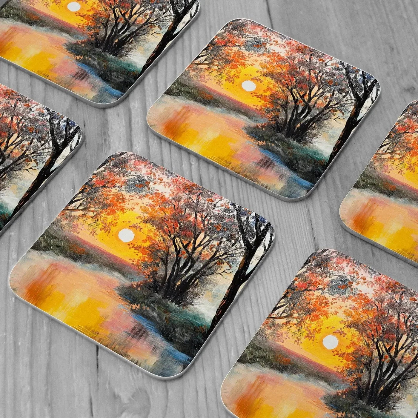 River In The Evening Sun Coaster Set River In The Evening Sun Coaster Set wall art product Fresh Stock / Shutterstock