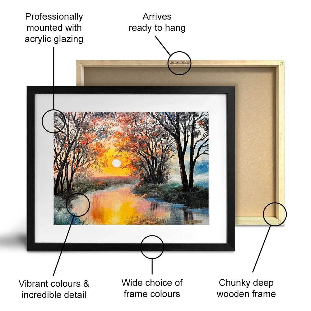 River In The Evening Sun Framed Art Print River In The Evening Sun Framed Art Print wall art product Fresh Stock / Shutterstock