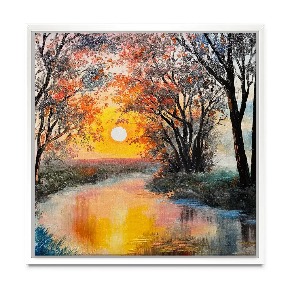 River In The Evening Sun Square Canvas Print River In The Evening Sun Square Canvas Print wall art product Fresh Stock / Shutterstock