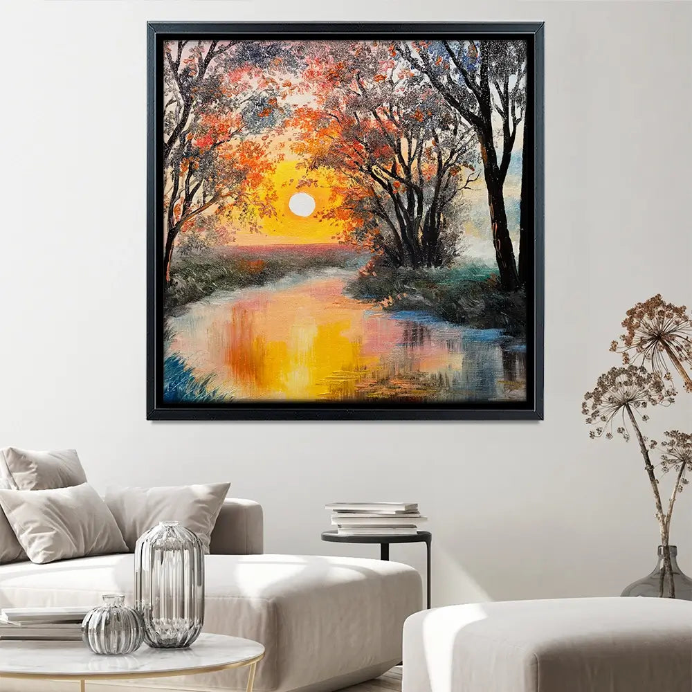 River In The Evening Sun Square Canvas Print River In The Evening Sun Square Canvas Print wall art product Fresh Stock / Shutterstock