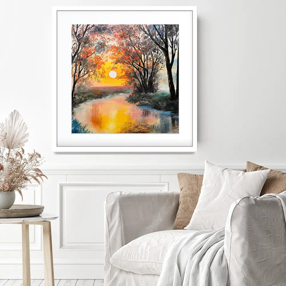 River In The Evening Sun Square Framed Art Print River In The Evening Sun Square Framed Art Print wall art product Fresh Stock / Shutterstock