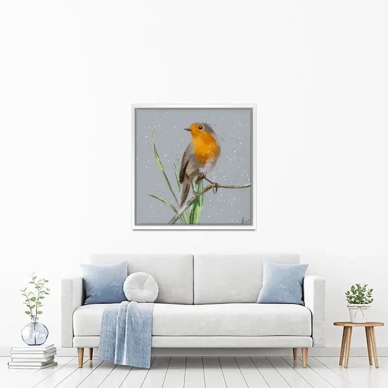 Robin In The Snow Canvas Print Robin In The Snow Canvas Print wall art product Aimee Linzi