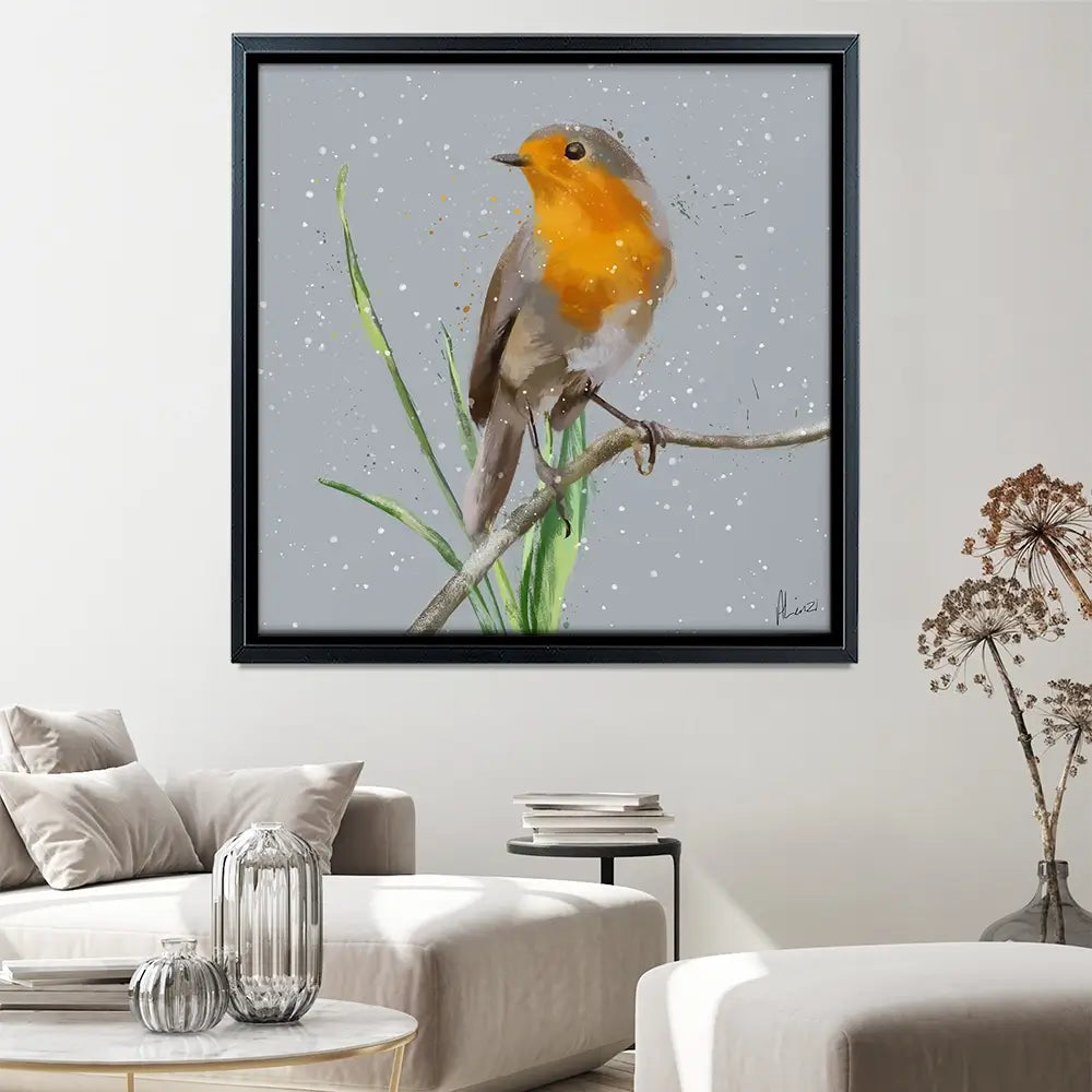 Robin In The Snow Canvas Print Robin In The Snow Canvas Print wall art product Aimee Linzi