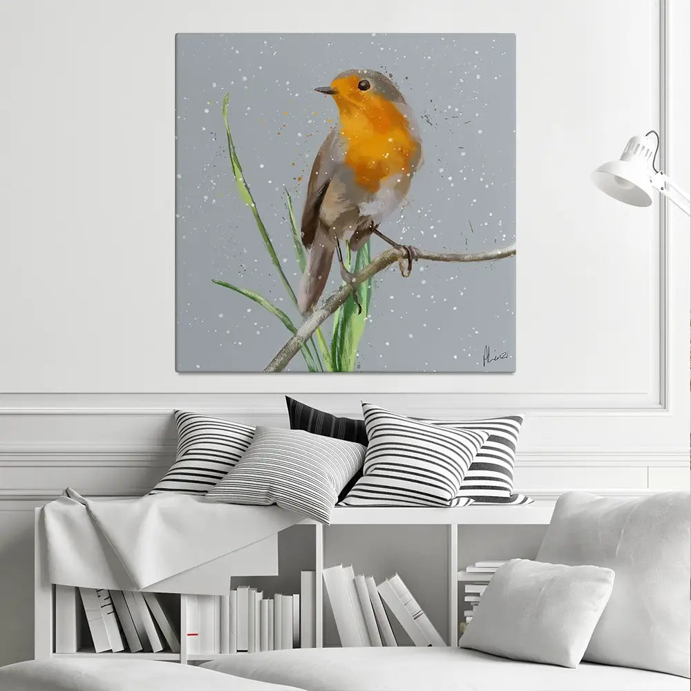 Robin In The Snow Canvas Print Robin In The Snow Canvas Print wall art product Aimee Linzi