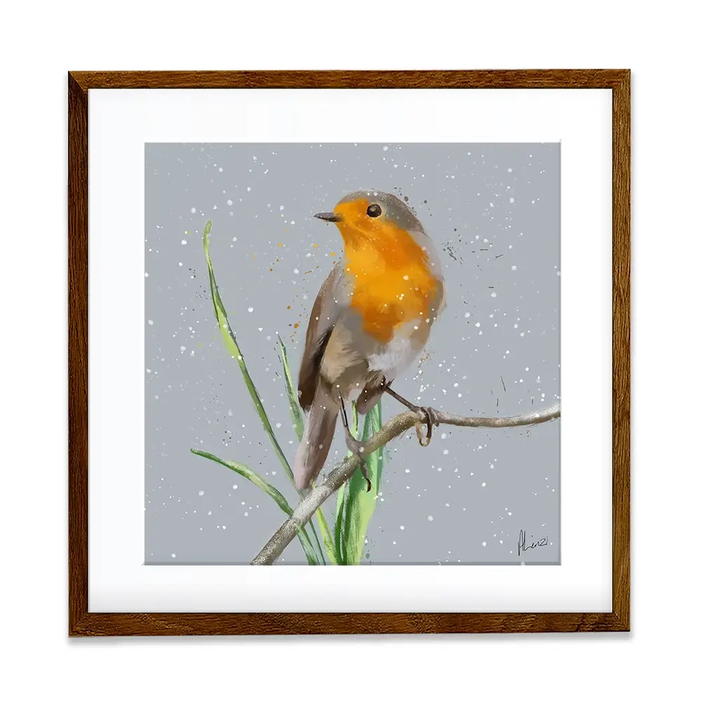 Robin In The Snow Framed Art Print Robin In The Snow Framed Art Print wall art product Aimee Linzi
