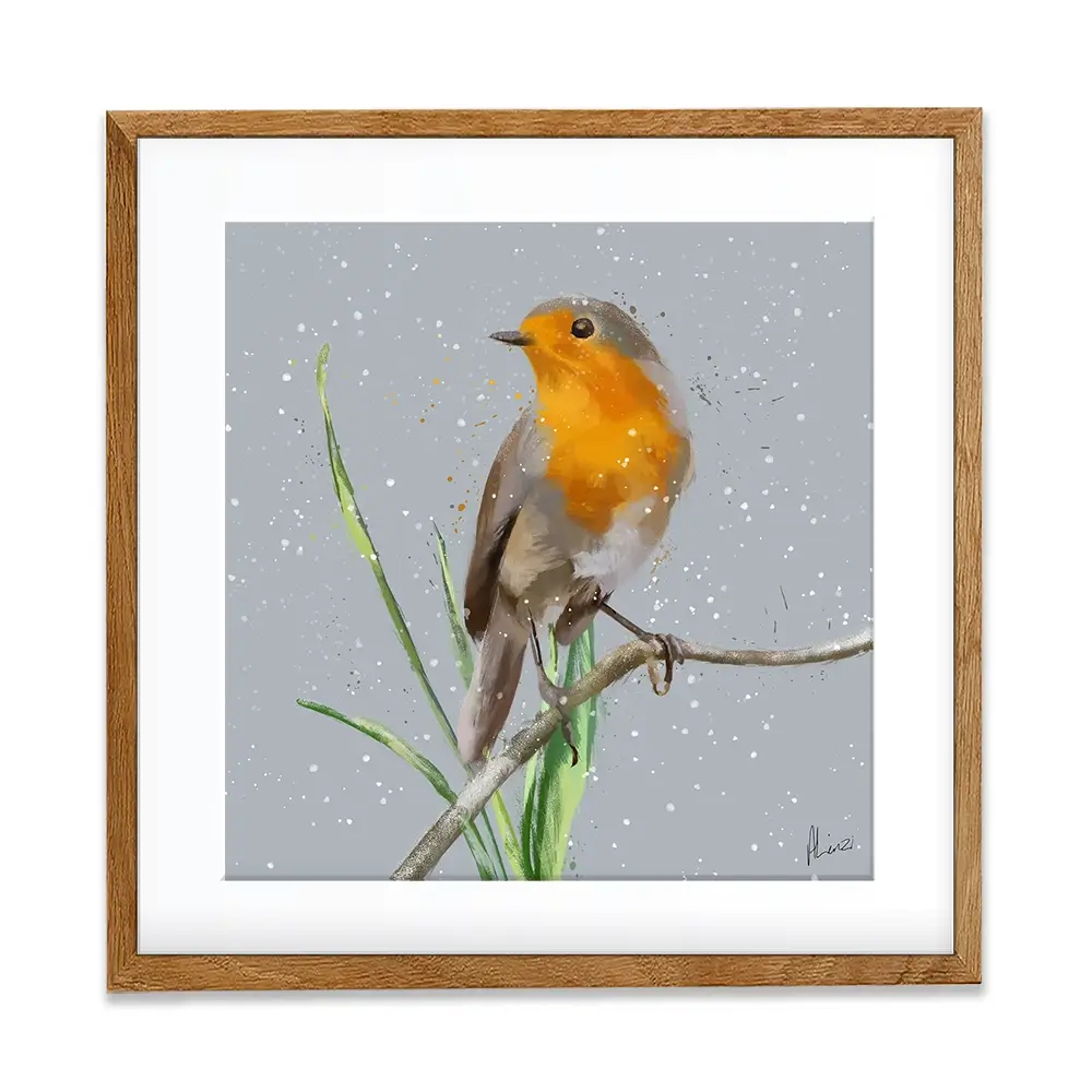 Robin In The Snow Framed Art Print Robin In The Snow Framed Art Print wall art product Aimee Linzi