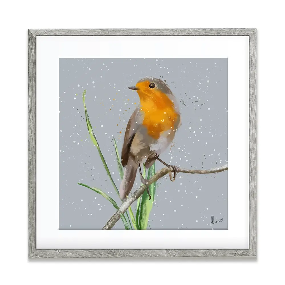 Robin In The Snow Framed Art Print Robin In The Snow Framed Art Print wall art product Aimee Linzi