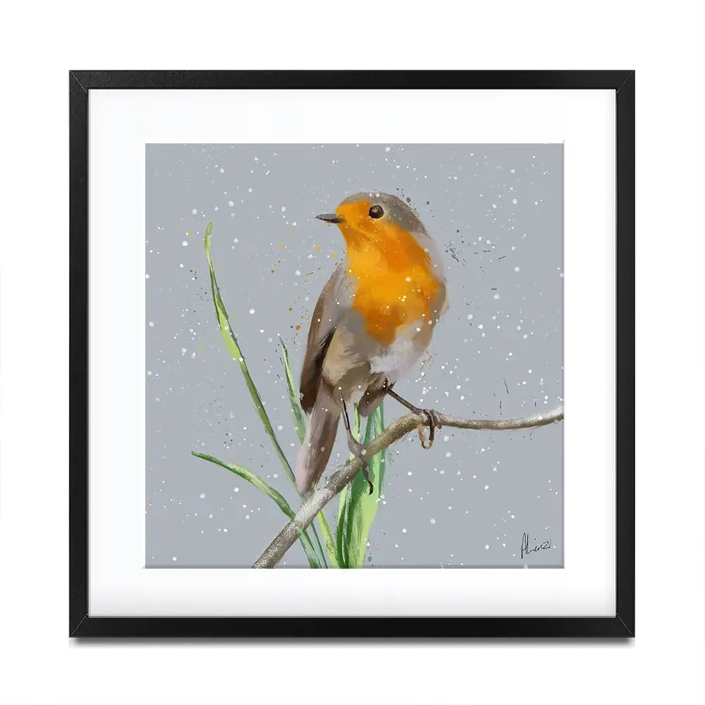 Robin In The Snow Framed Art Print Robin In The Snow Framed Art Print wall art product Aimee Linzi