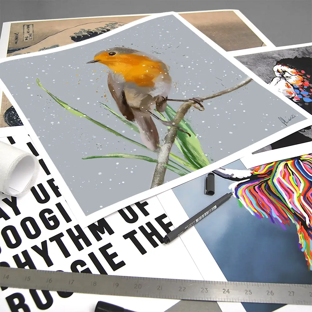 Robin In The Snow Square Art Print Robin In The Snow Square Art Print wall art product Aimee Linzi