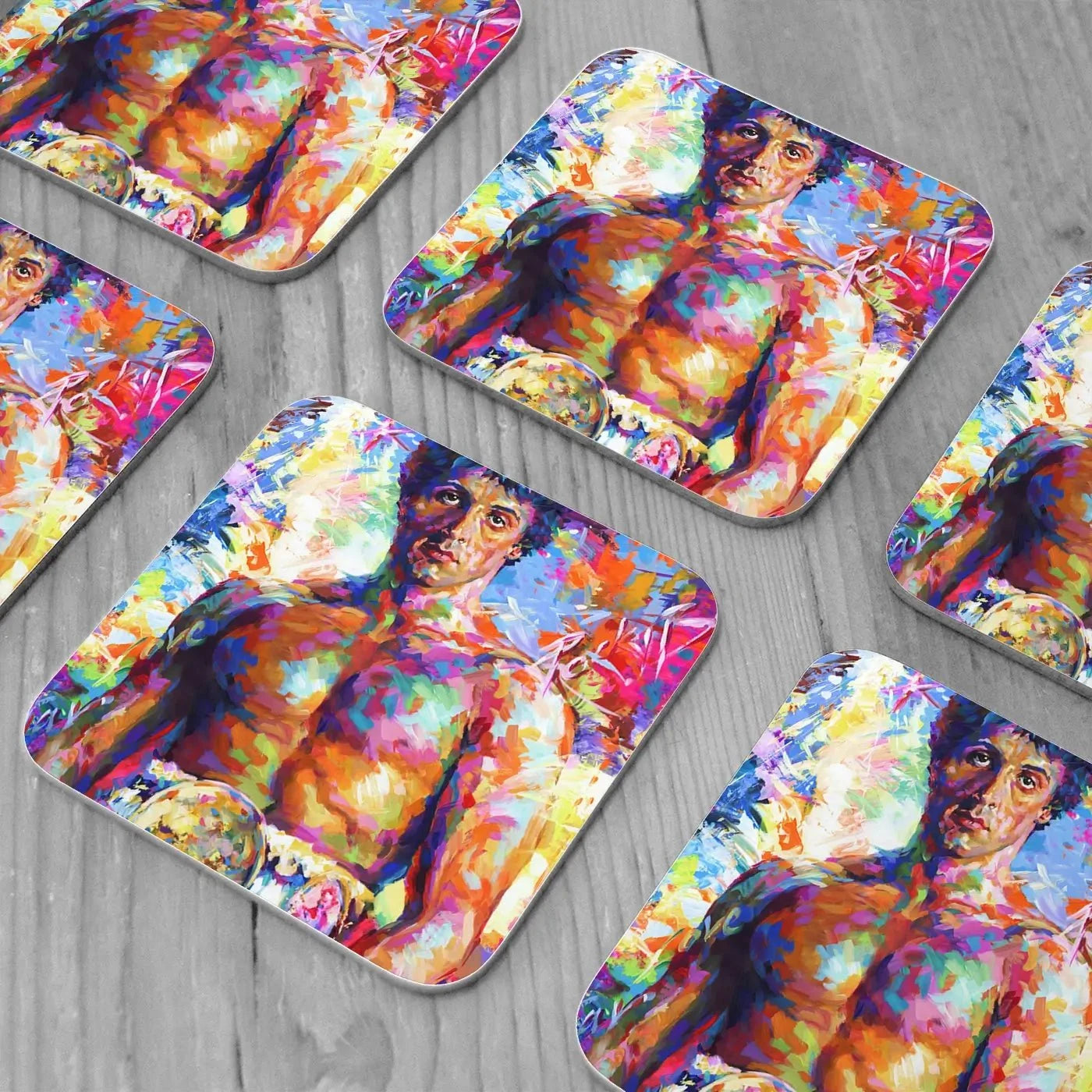 Rocky Coaster Set Rainbow Soul Tree Coaster Set | Rainbow Soul Tree Art Coasters wall art product Leon Devenice