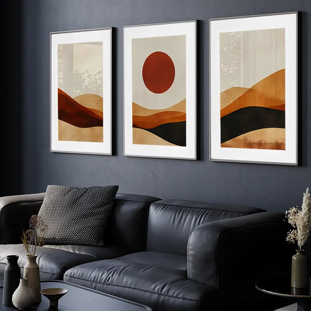 Rolling Hills And Moon Framed Art Print Trio Rolling Hills And Moon Framed Art Print Trio wall art product IAmHomeStudio