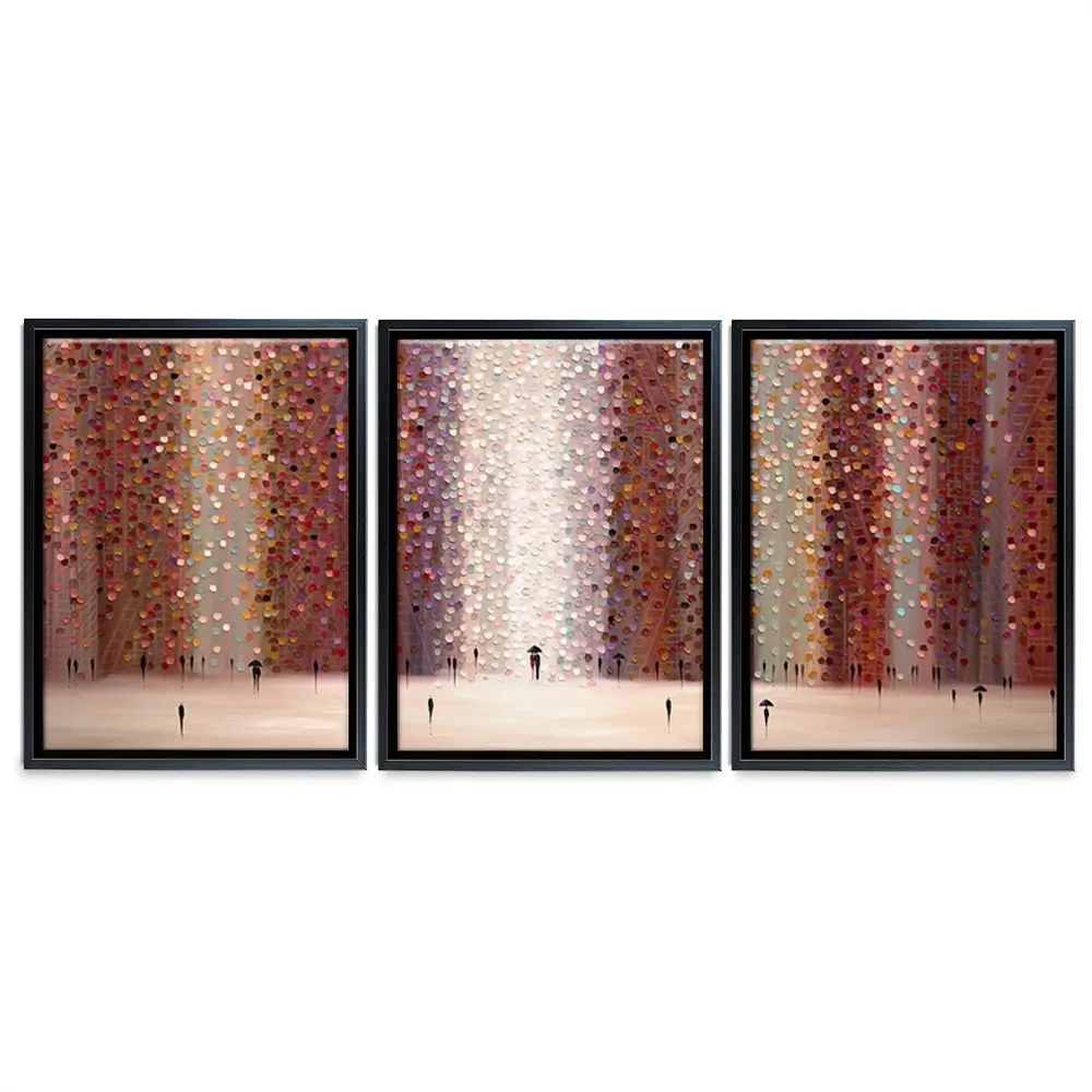 Romance And Rain Trio Canvas Print Romance And Rain Trio Canvas Print | Triptych Artwork wall art product Ekaterina Ermilkina