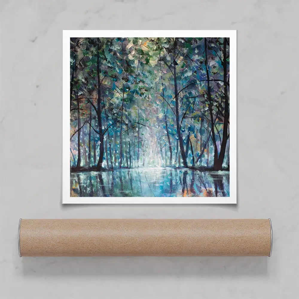 Romantic Rainy Blue Square Art Print Romantic Rainy Blue Square Art Print wall art product Valery Rybakow / Shutterstock