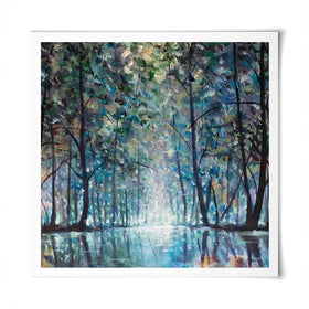 Romantic Rainy Blue Square Art Print Romantic Rainy Blue Square Art Print wall art product Valery Rybakow / Shutterstock