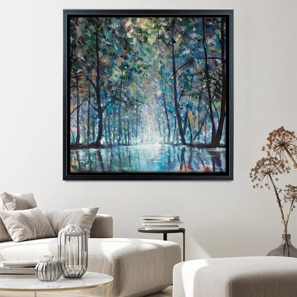 Romantic Rainy Blue Square Canvas Print Romantic Rainy Blue Square Canvas Print wall art product Valery Rybakow / Shutterstock