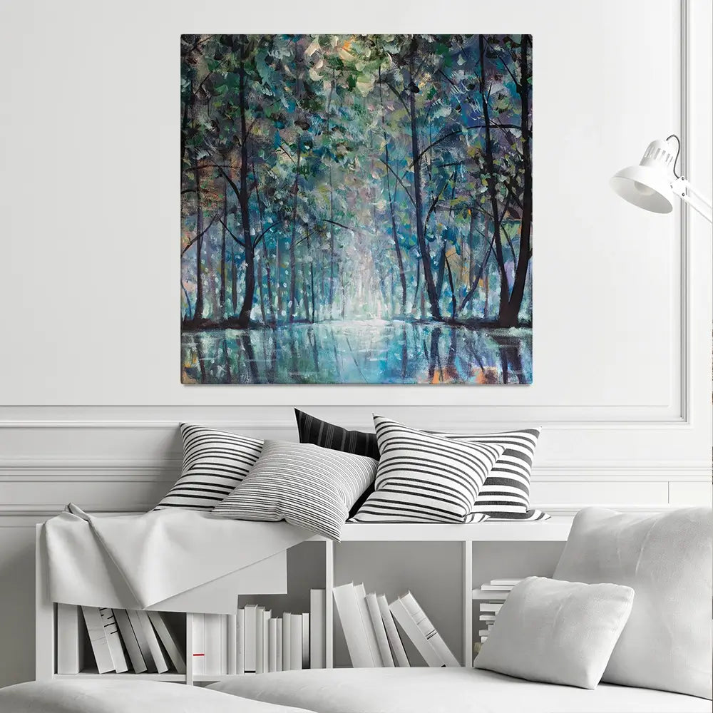 Romantic Rainy Blue Square Canvas Print Romantic Rainy Blue Square Canvas Print wall art product Valery Rybakow / Shutterstock