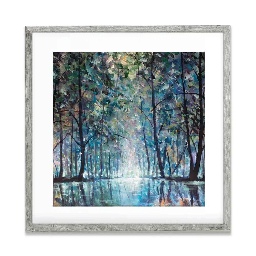 Romantic Rainy Blue Square Framed Art Print Romantic Rainy Blue Square Framed Art Print wall art product Valery Rybakow / Shutterstock