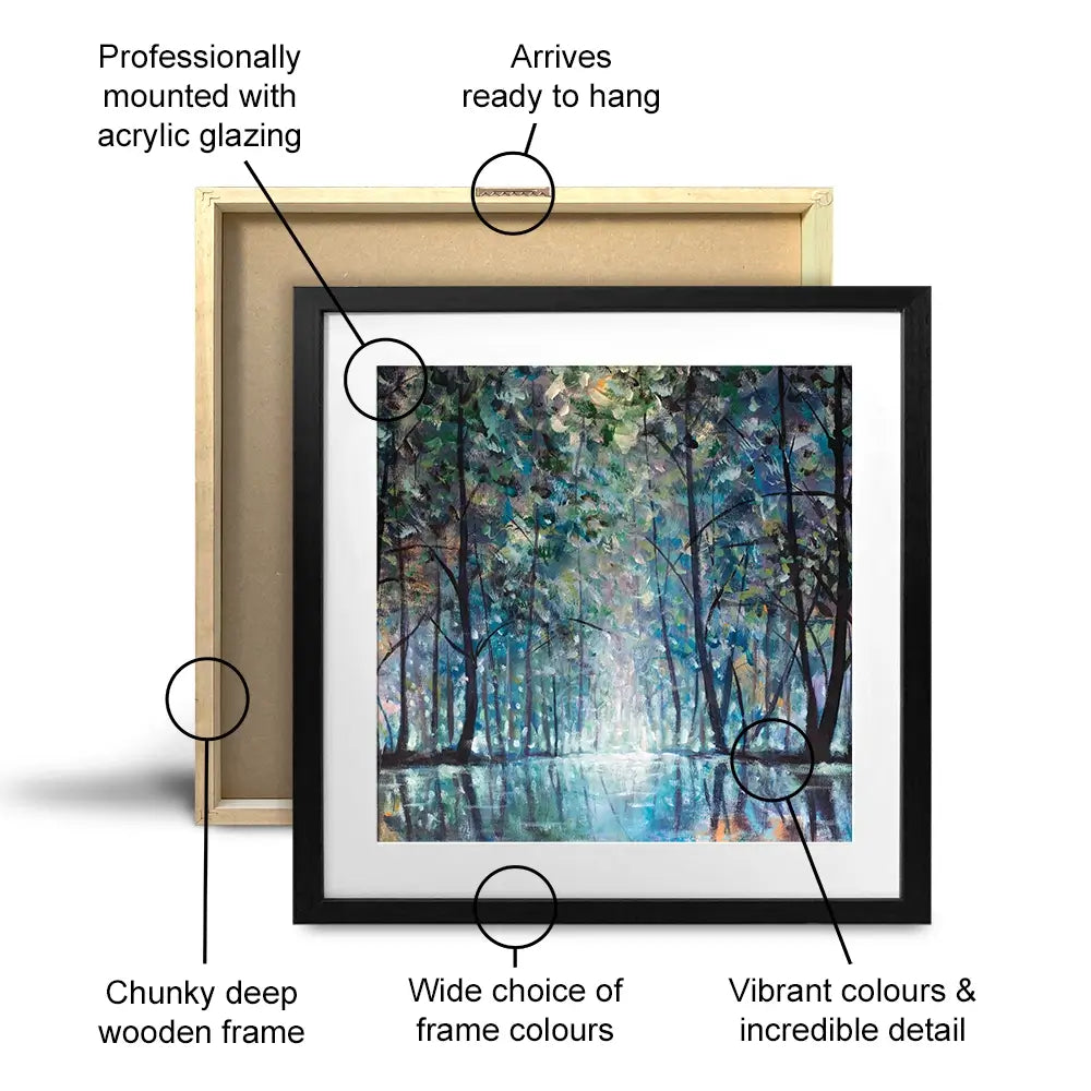 Romantic Rainy Blue Square Framed Art Print Romantic Rainy Blue Square Framed Art Print wall art product Valery Rybakow / Shutterstock