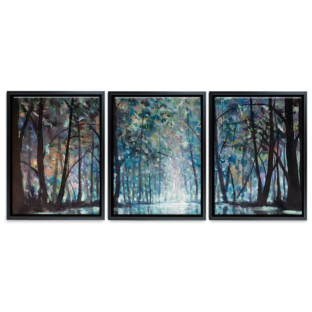 Romantic Rainy Blue Trio Canvas Print Romantic Rainy Blue Trio Canvas Print wall art product Valery Rybakow / Shutterstock