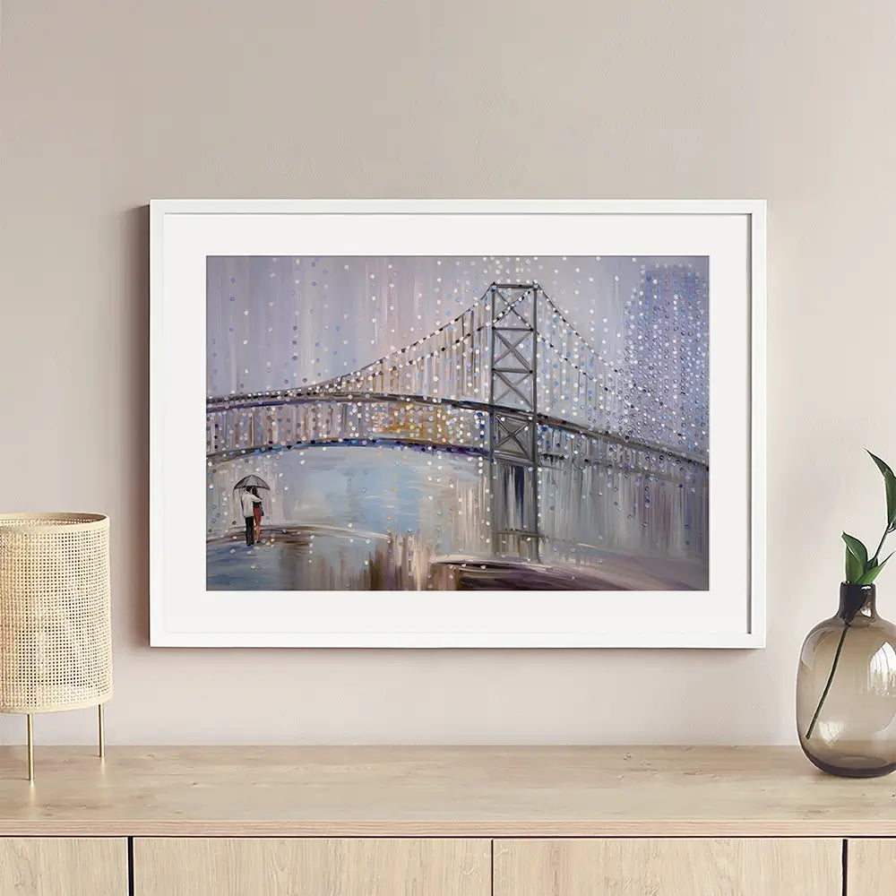 Romantic Rainy Date Framed Art Print Romantic Rainy Date Framed Art Print wall art product Ekaterina Ermilkina