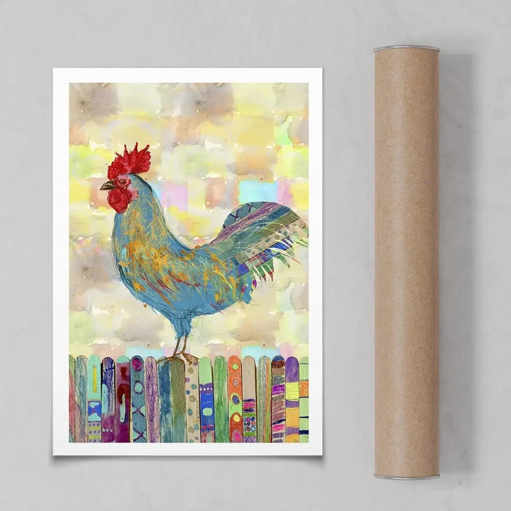 Rooster On A Fence Art Print Rooster On A Fence Art Print wall art product Ingrid Blixt