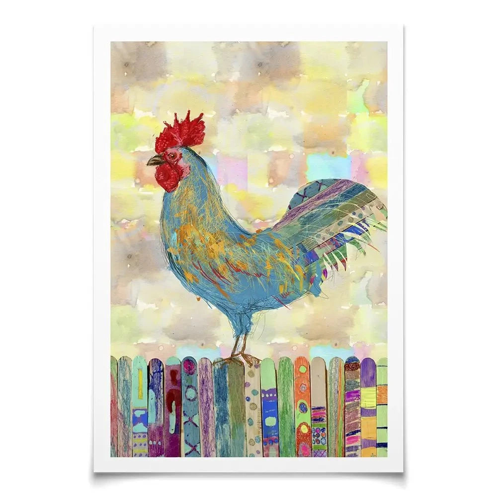 Rooster On A Fence Art Print Rooster On A Fence Art Print wall art product Ingrid Blixt
